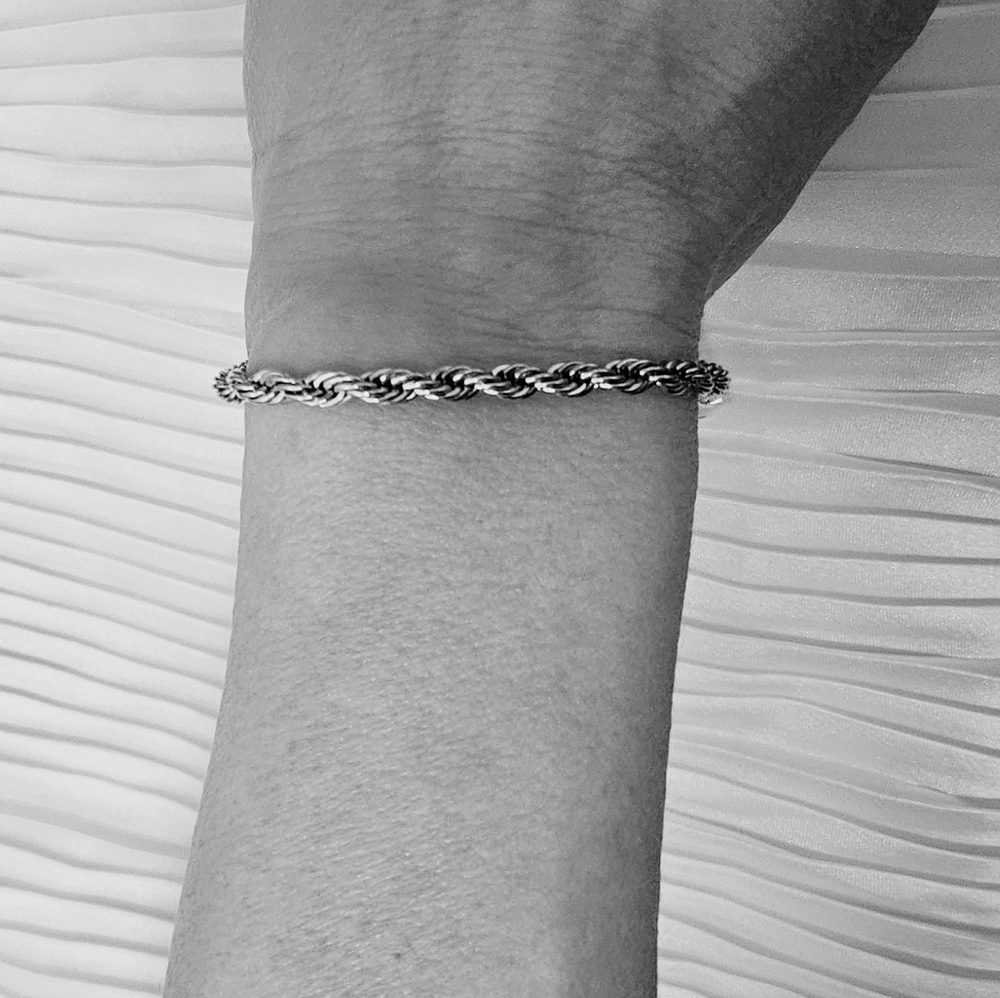 NEW Stamped Silver Twist Bracelet - Unisex - Picture 4 of 5